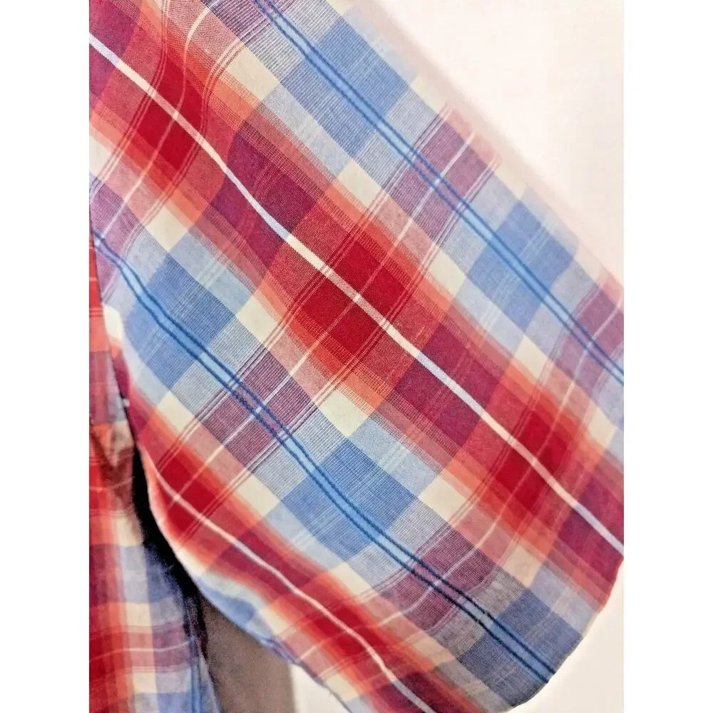 Levi's Strauss Co. Men's Shirt Small Short Sleeve Check Plaid Button Up Blue Red